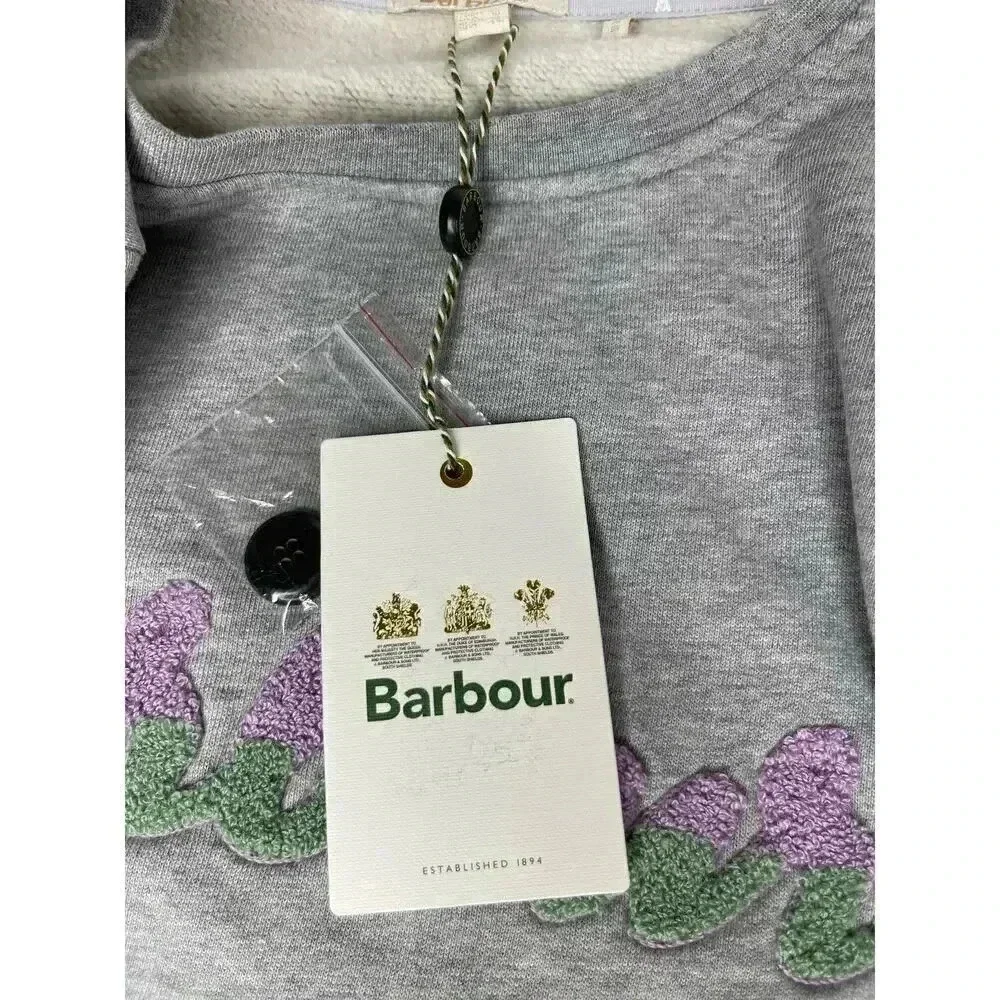 Barbour Poole Overlayer crewneck sweatshirt light gray size 10 NWT